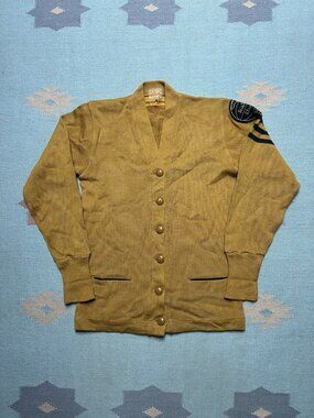 Vintage 1950s wool cardigan sweater varsity letterman Dehen Missouri gold small